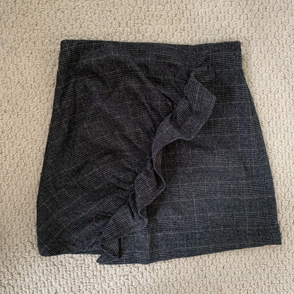 Plaid Mini Skirt with Ruffle